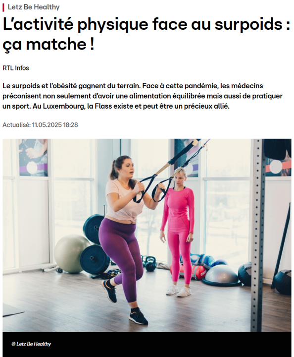RTL Infos – L’activité physique face au surpoids : ça matche ! 
